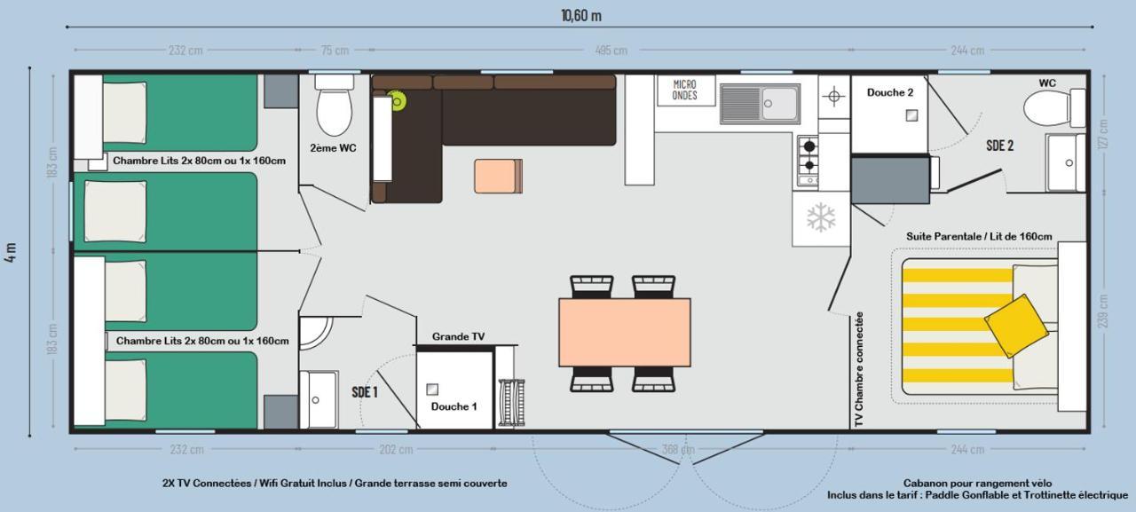 200m de la plage Mobil Home LUXE Neuf 42m2 3 chambres Camping 5 Etoiles Mayotte Biscarrosse Koyobalys Extérieur photo